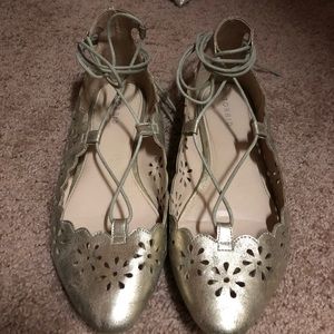Torrid gold lace up flats